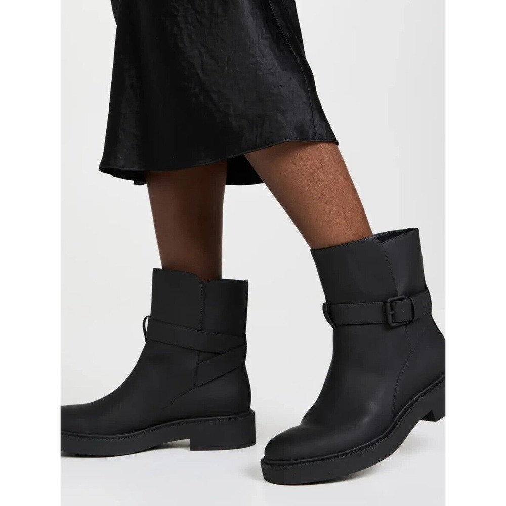 NIB Vince Kaelyn Leather Waterproof Moto Ankle Boots Black Buckle 9.5 $350 - Picture 16 of 16